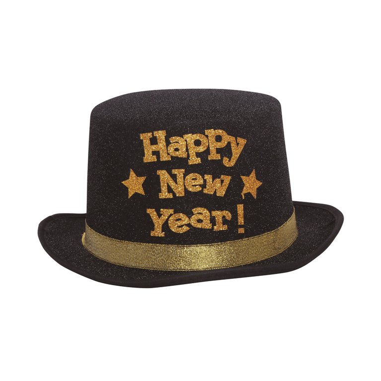                             Čierny klobúk Happy New Year                        