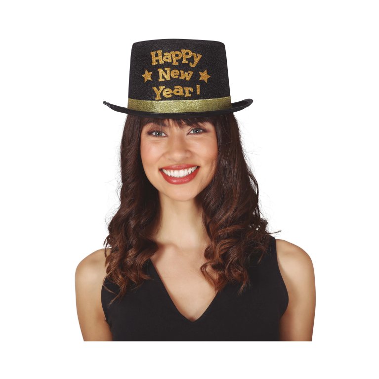                             Čierny klobúk Happy New Year                        