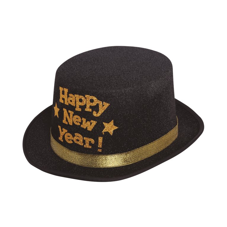                             Čierny klobúk Happy New Year                        