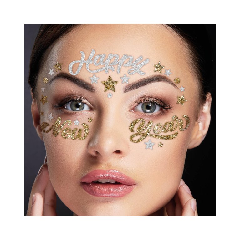                             Samolepky na tvár Happy New Year                        