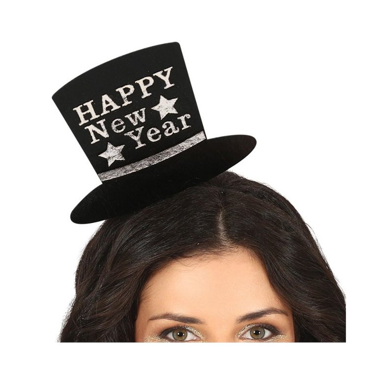 ČELENKA KLOBOUČEK Happy New Year stříbrný text                    