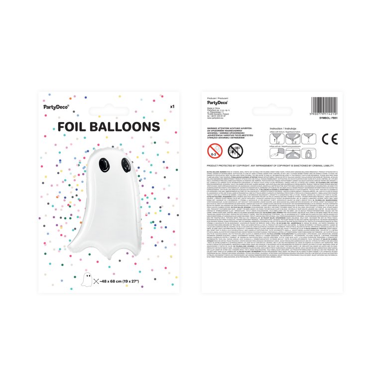                             Balónik foliový Halloween duch                        