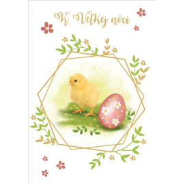 Veľkonočné prianie - Kuriatko s vajíčkom